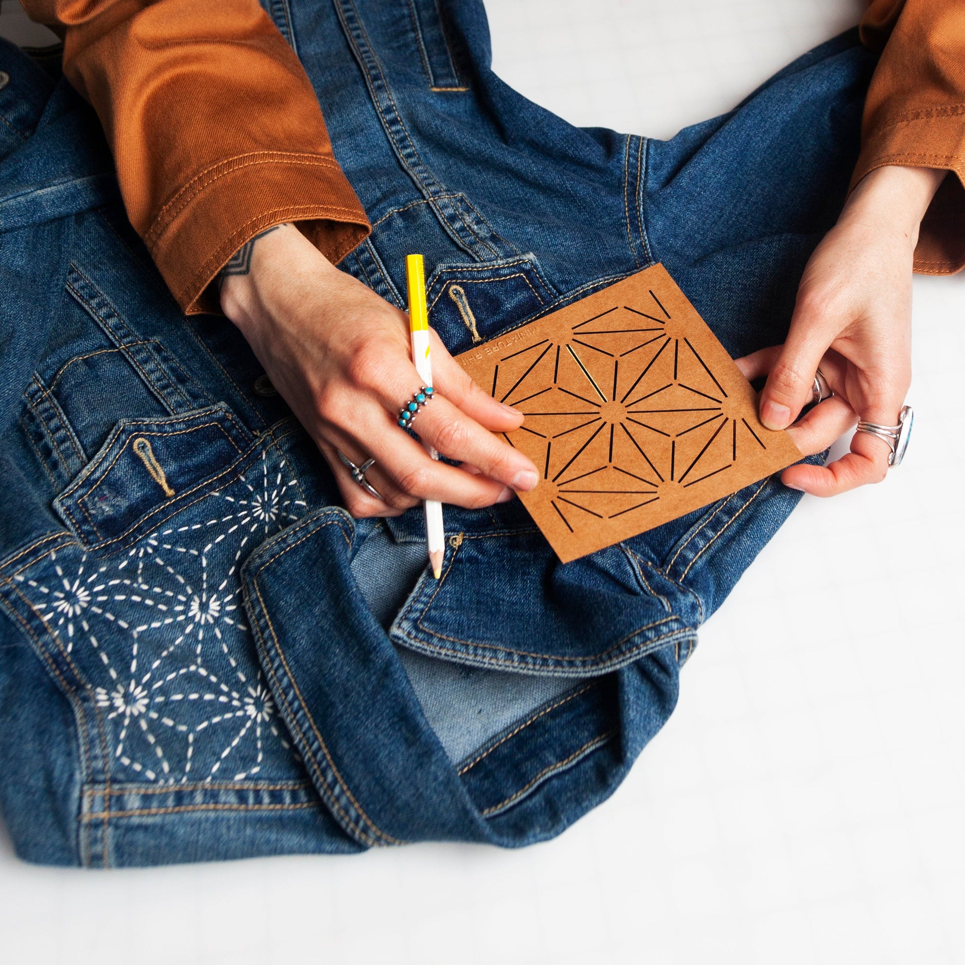 Asanoha Sashiko Stencil - Miniature Rhino