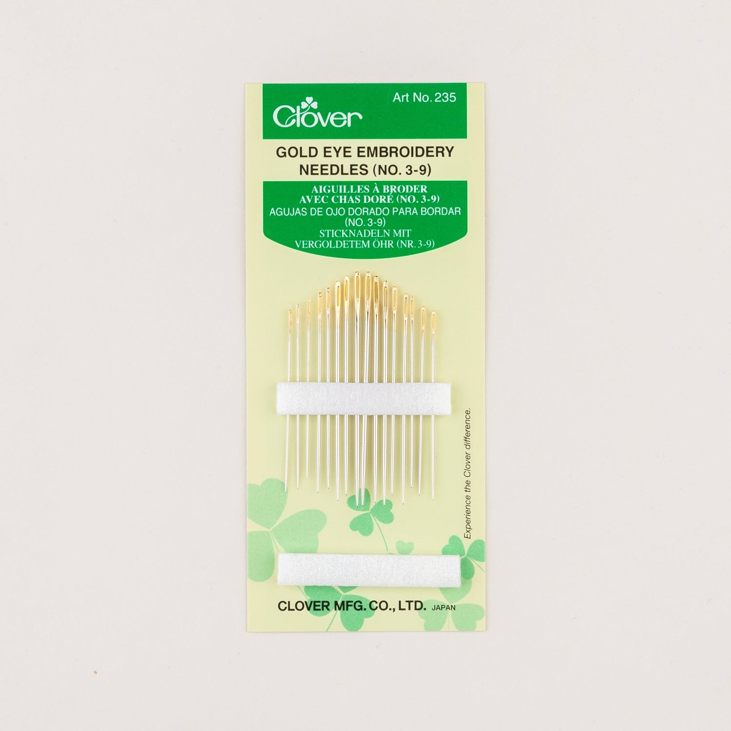 Clover Gold Eye Embroidery Needles - Miniature Rhino