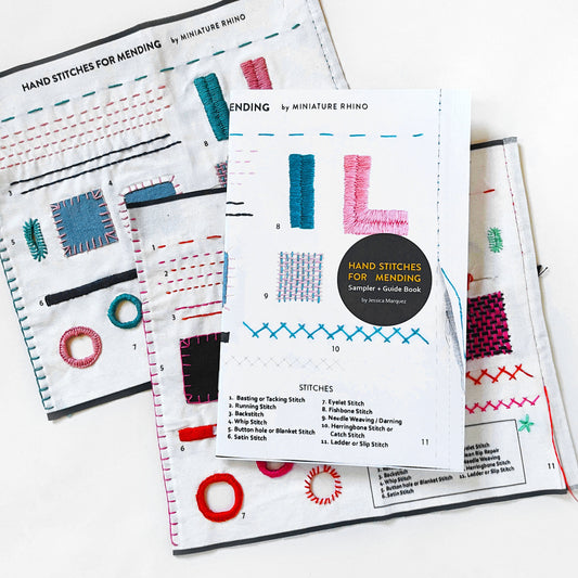 Hand Stitches for Mending Booklet + Sampler - Miniature Rhino