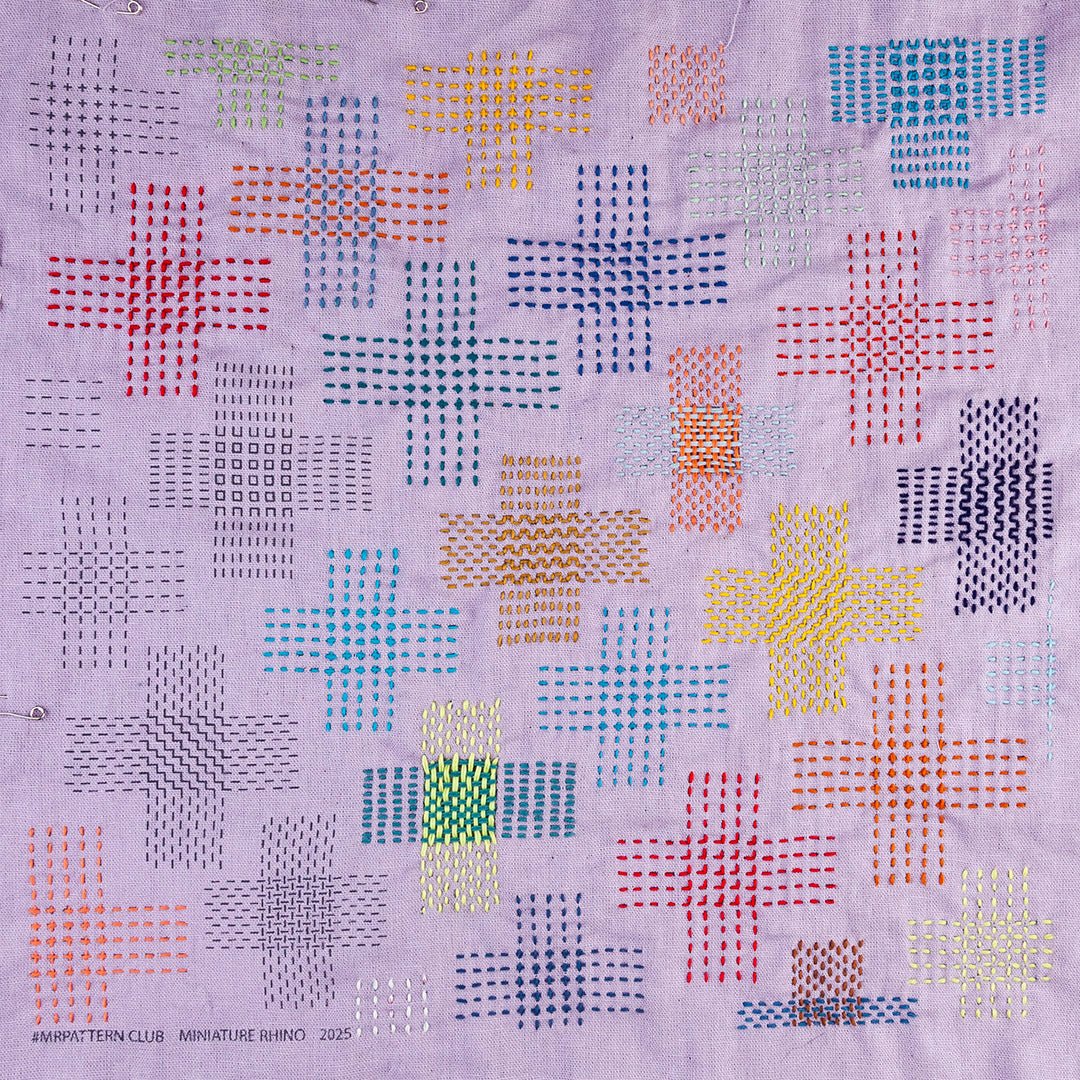 Miniature Rhino Pattern Club Embroidery Sampler - Darn Charms - Miniature Rhino
