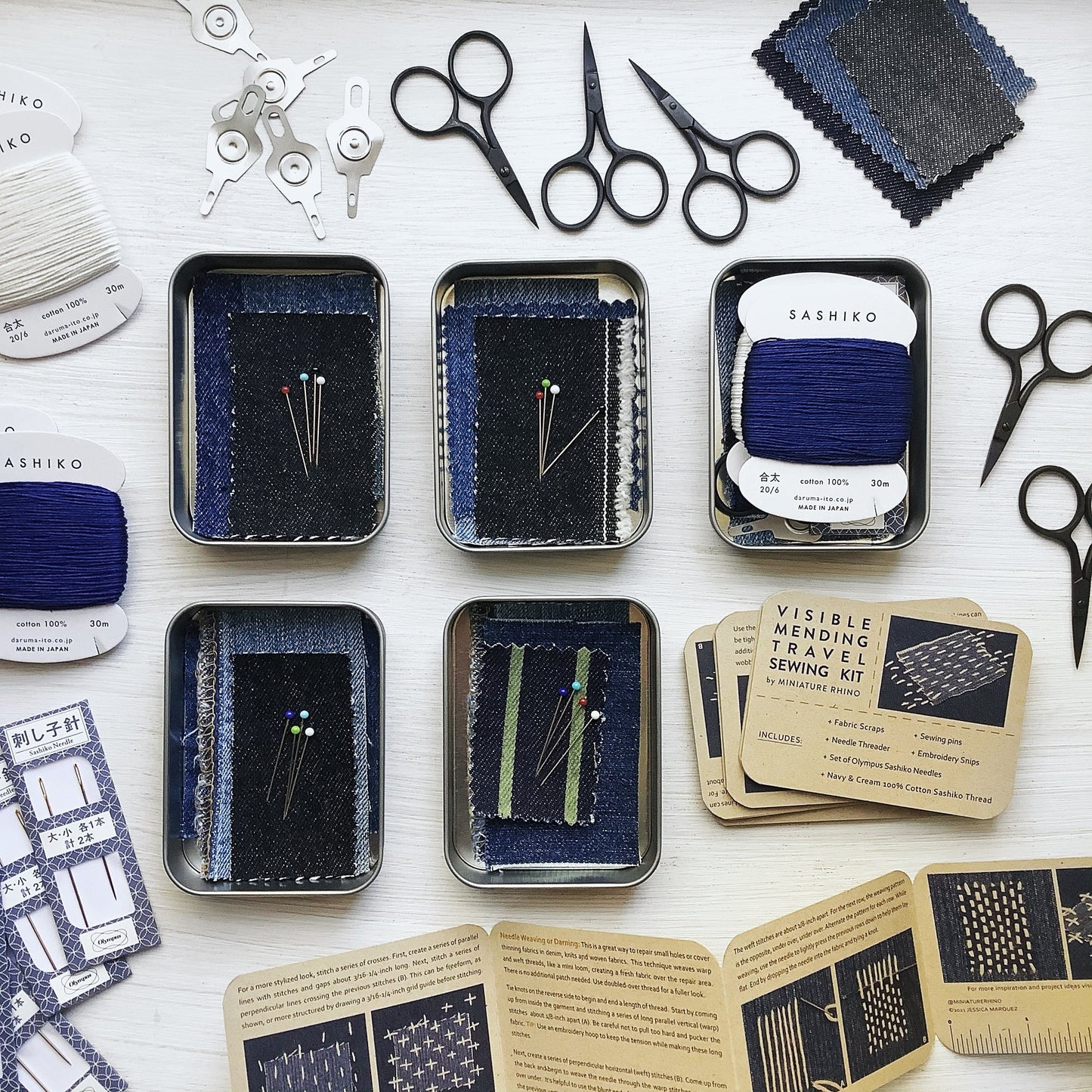 Visible Mending Sewing Kit - Miniature Rhino