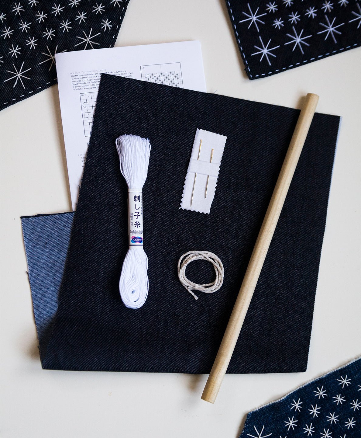 DIY Starry Sashiko Banner Kit - Miniature Rhino