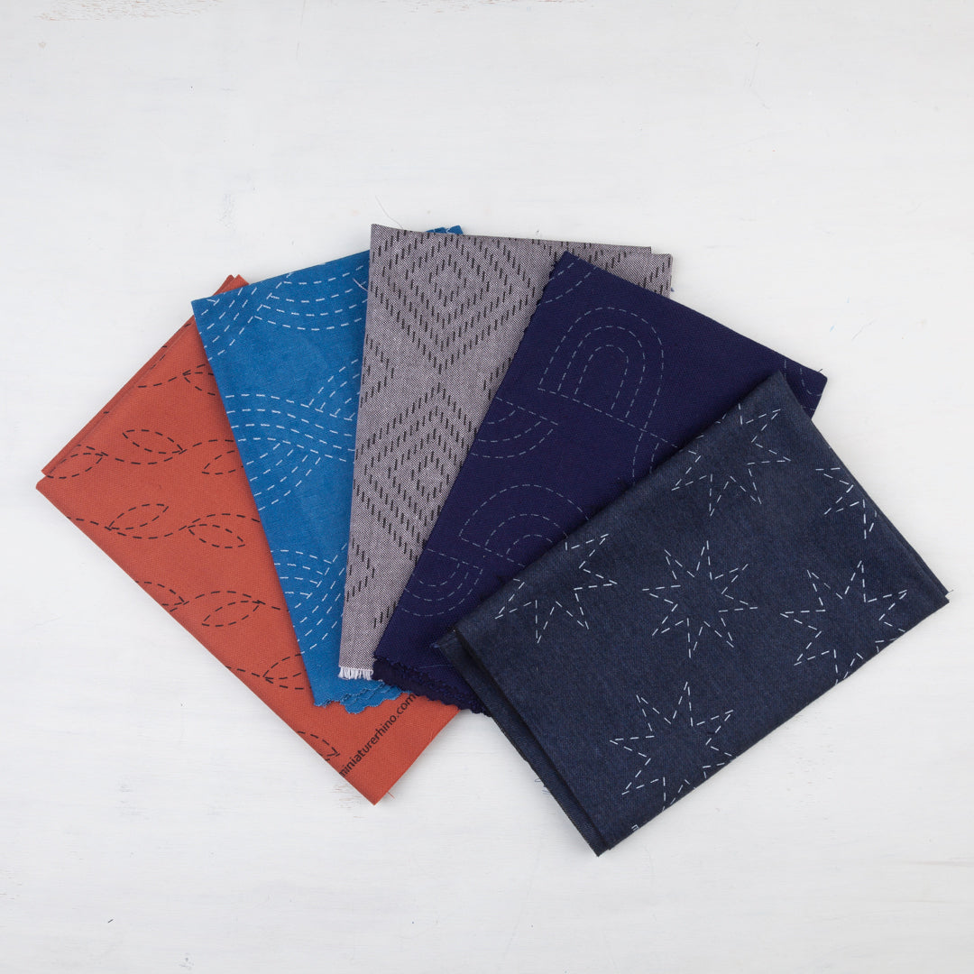 Limited Edition Set Embroidery Pattern 1 - silk screened, upcycled fabric