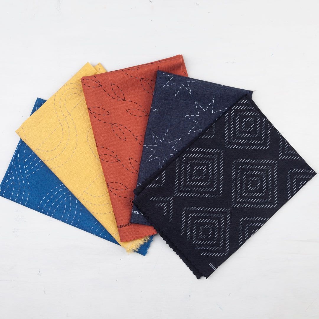 Limited Edition Set Embroidery Pattern 2 - silk screened, upcycled fabric