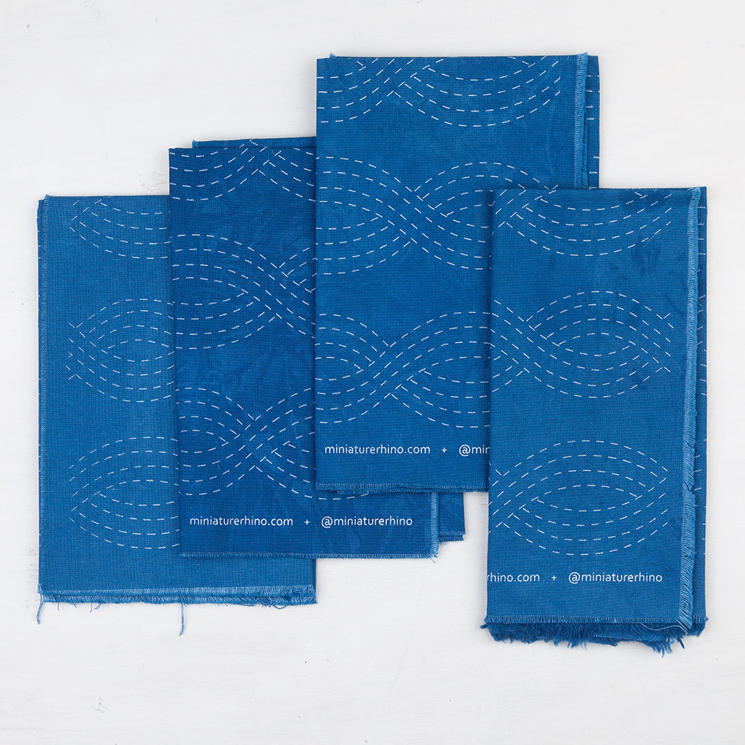 Waves- Indigo Dyed Silk Screened Embroidery Pattern