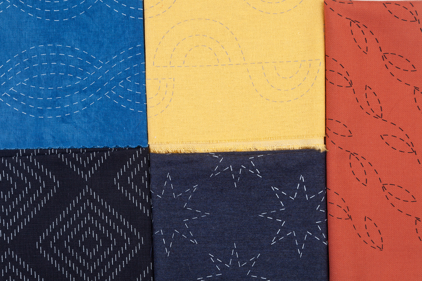 Limited Edition Set Embroidery Pattern 2 - silk screened, upcycled fabric