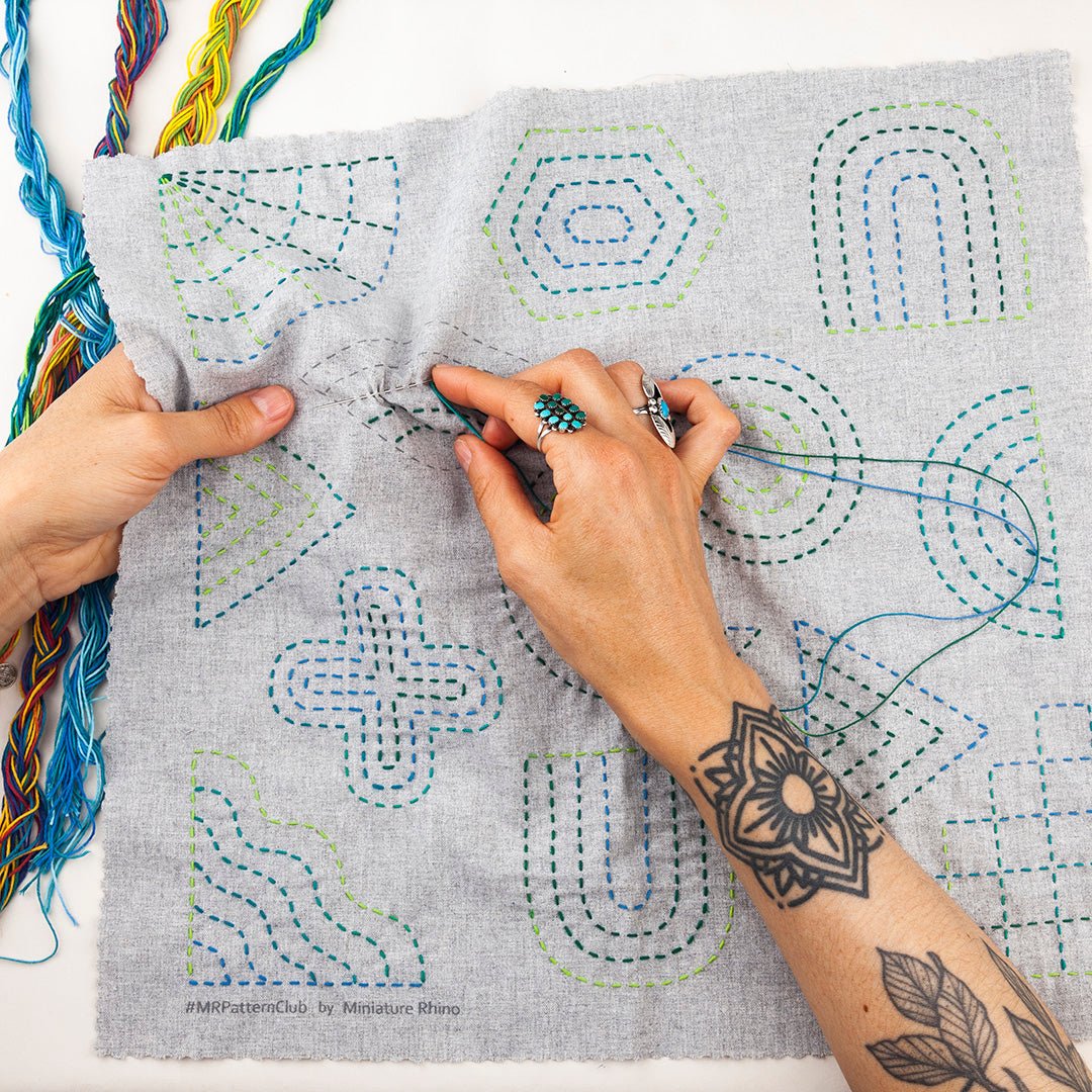 MR Pattern Club Stitch Sampler - Shapes - Miniature Rhino