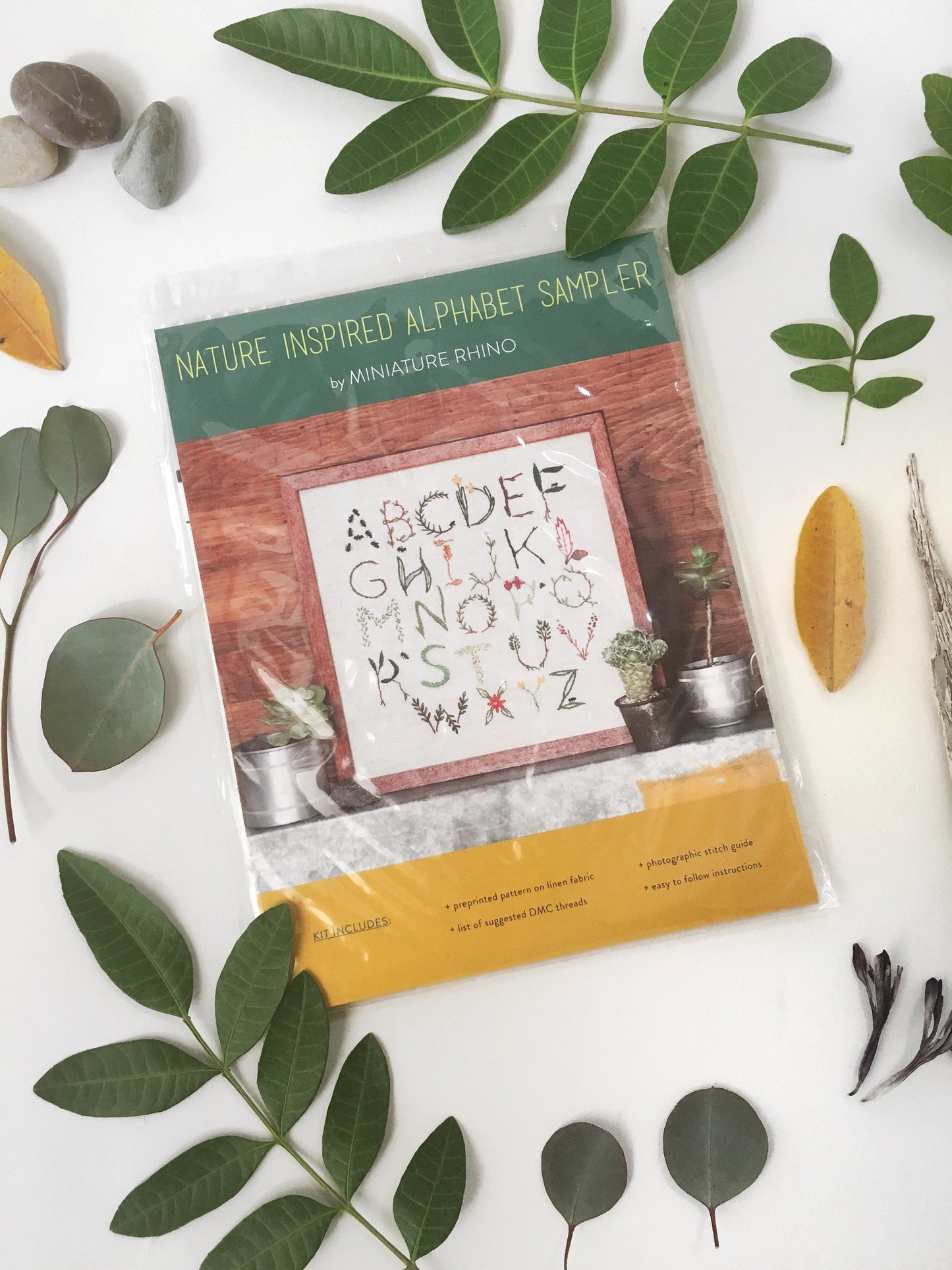 Nature Inspired Alphabet Sampler - Miniature Rhino