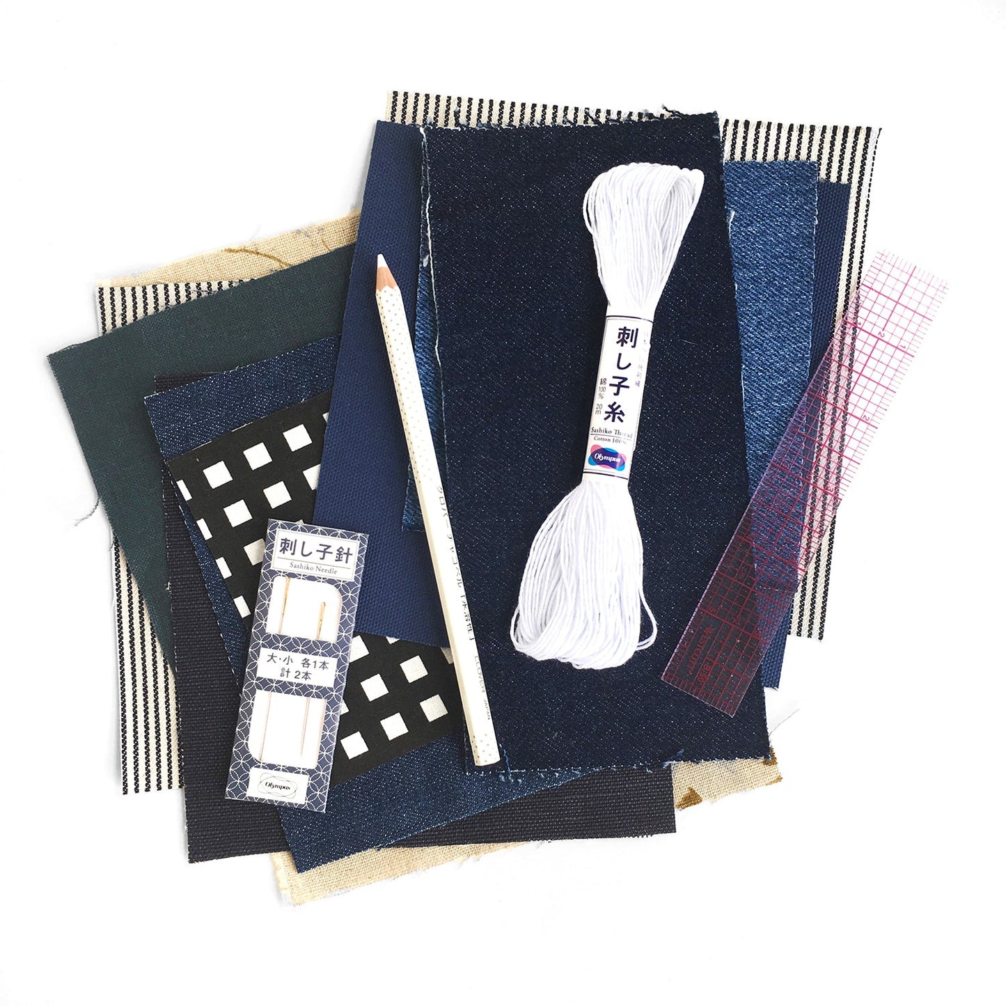 Sashiko Mending Kit - a DIY guide to decorative, functional patching by hand - Miniature Rhino