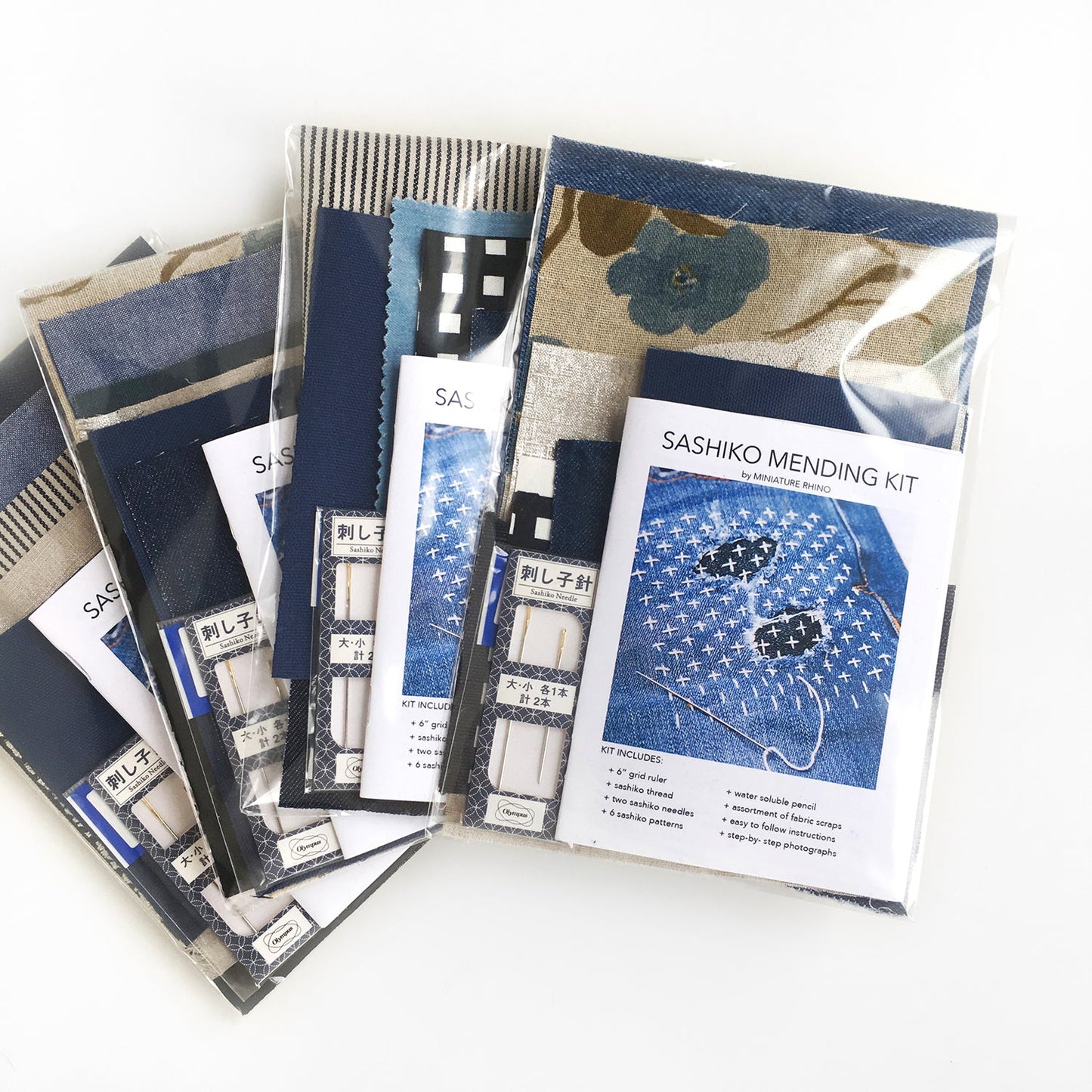 Sashiko Mending Kit - a DIY guide to decorative, functional patching by hand - Miniature Rhino