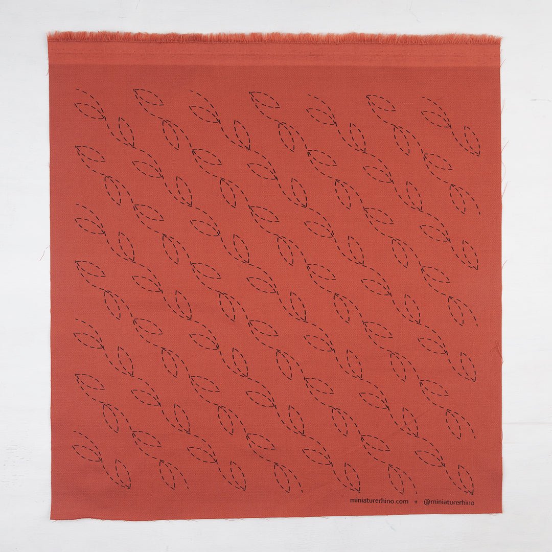 Vines - Silk Screened Embroidery Pattern - Miniature Rhino