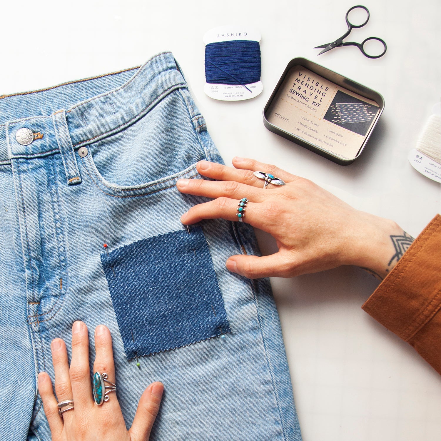 Visible Mending Sewing Kit - Miniature Rhino