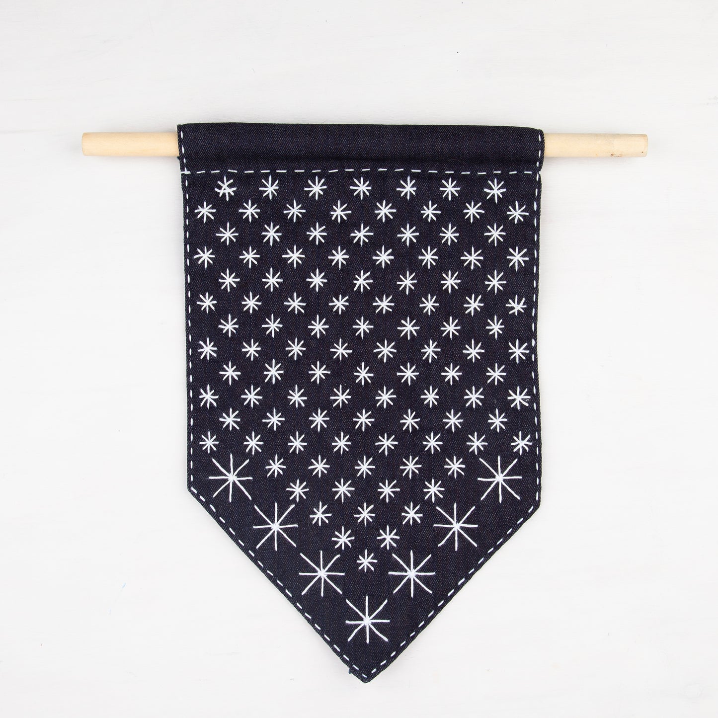 Handstitched Starry Sashiko Banner