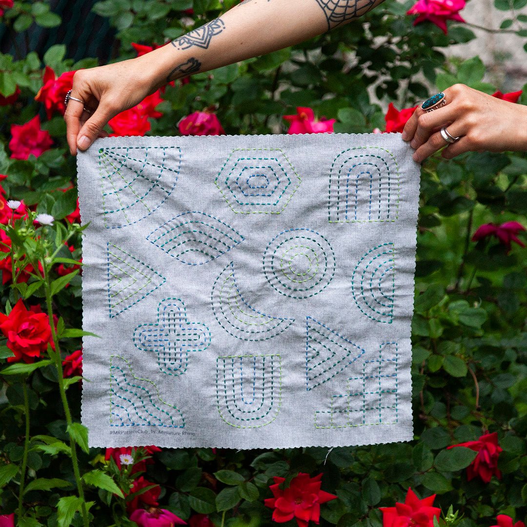 MR Pattern Club Stitch Sampler - Shapes - Miniature Rhino