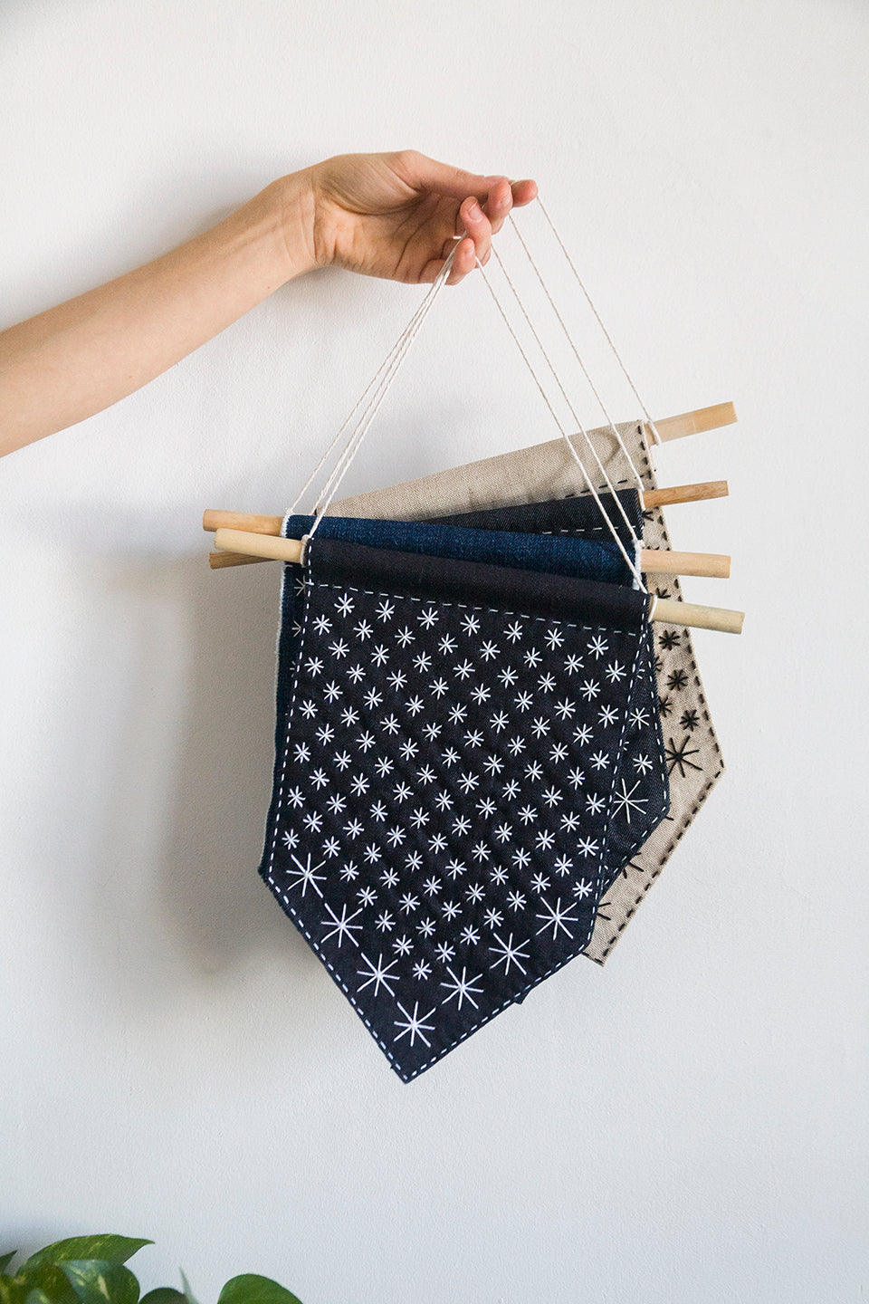 Handstitched Starry Sashiko Banner